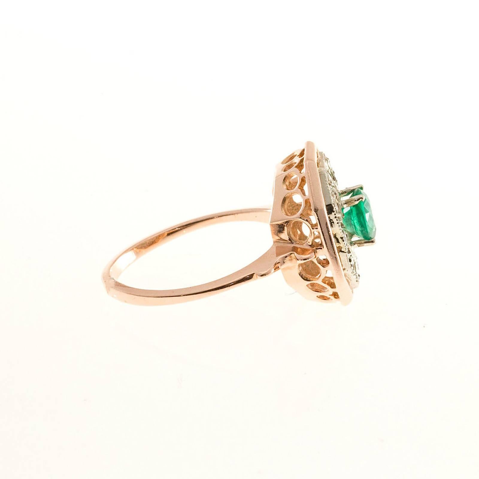 Oval Cut Oval Emerald Diamond Gold Ring