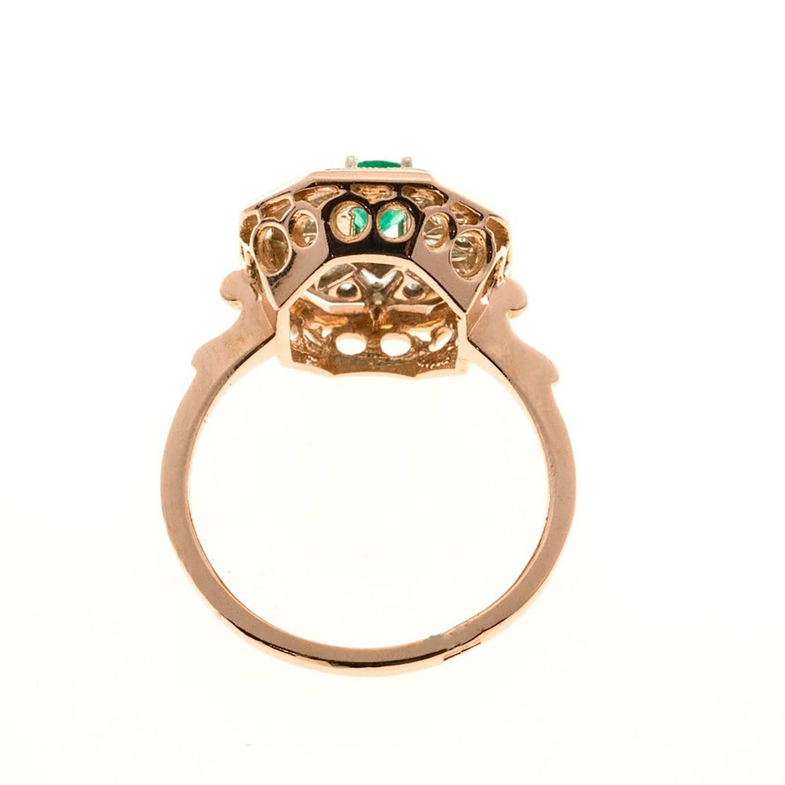 Women's Oval Emerald Diamond Gold Ring