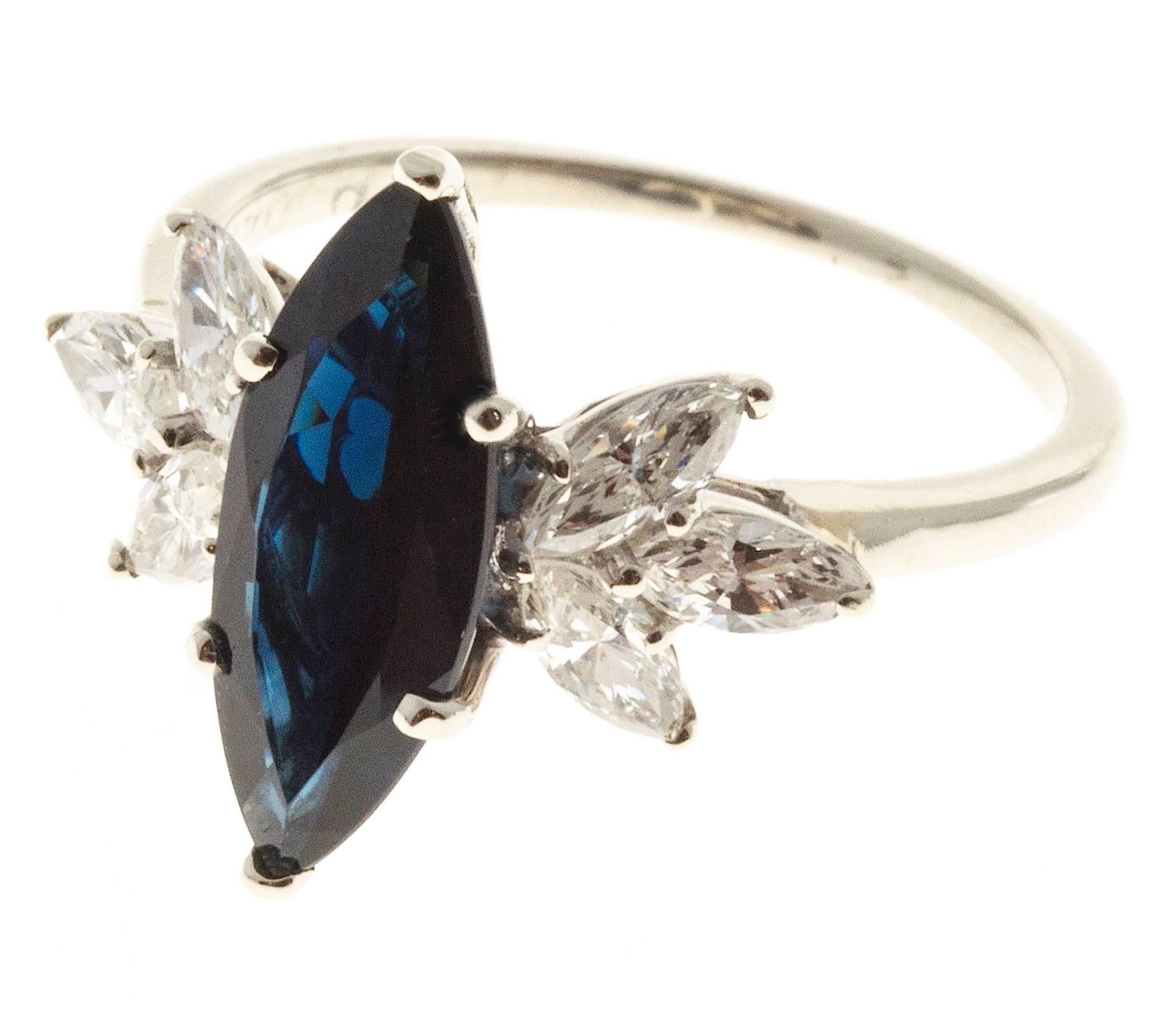 blue marquise diamond ring