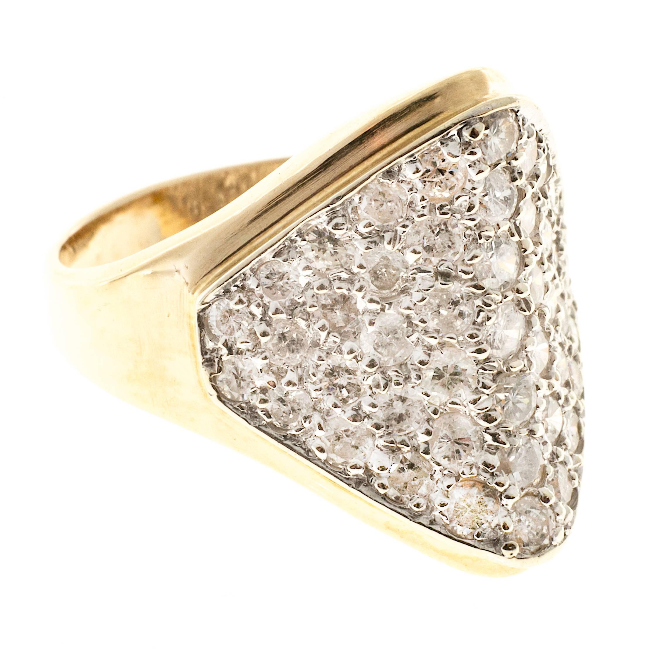 1.50 Carat Pave Diamond Dome Gold Cocktail Ring 1