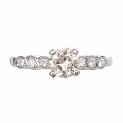 GIA Certified .59 Carat Old European Diamond Platinum Engagement Ring