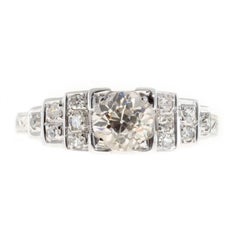 Antique .83 Carat  Diamond White Gold Engagement Ring