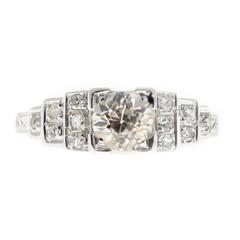 Art Deco Diamond Step Design Gold Engagement Ring 1