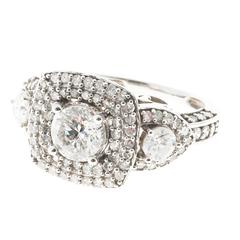 Diamond Platinum Two Row Halo Engagement Ring 4