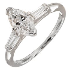 .69 Carat Light Brown Marquise Diamond Three-Stone Gold Engagement Ring