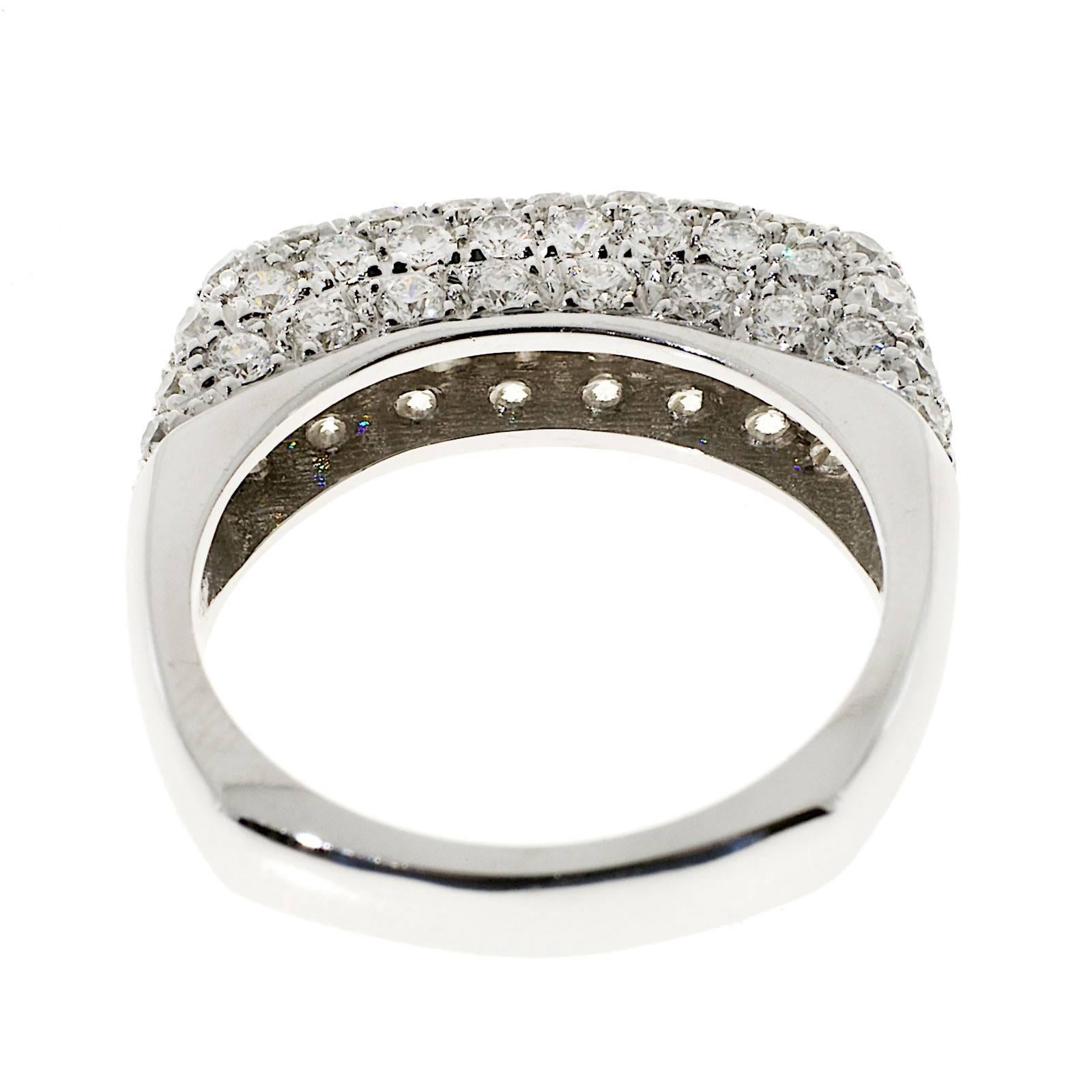 Women's Pave Diamond 1.07 Carat White Gold Dome Ring For Sale