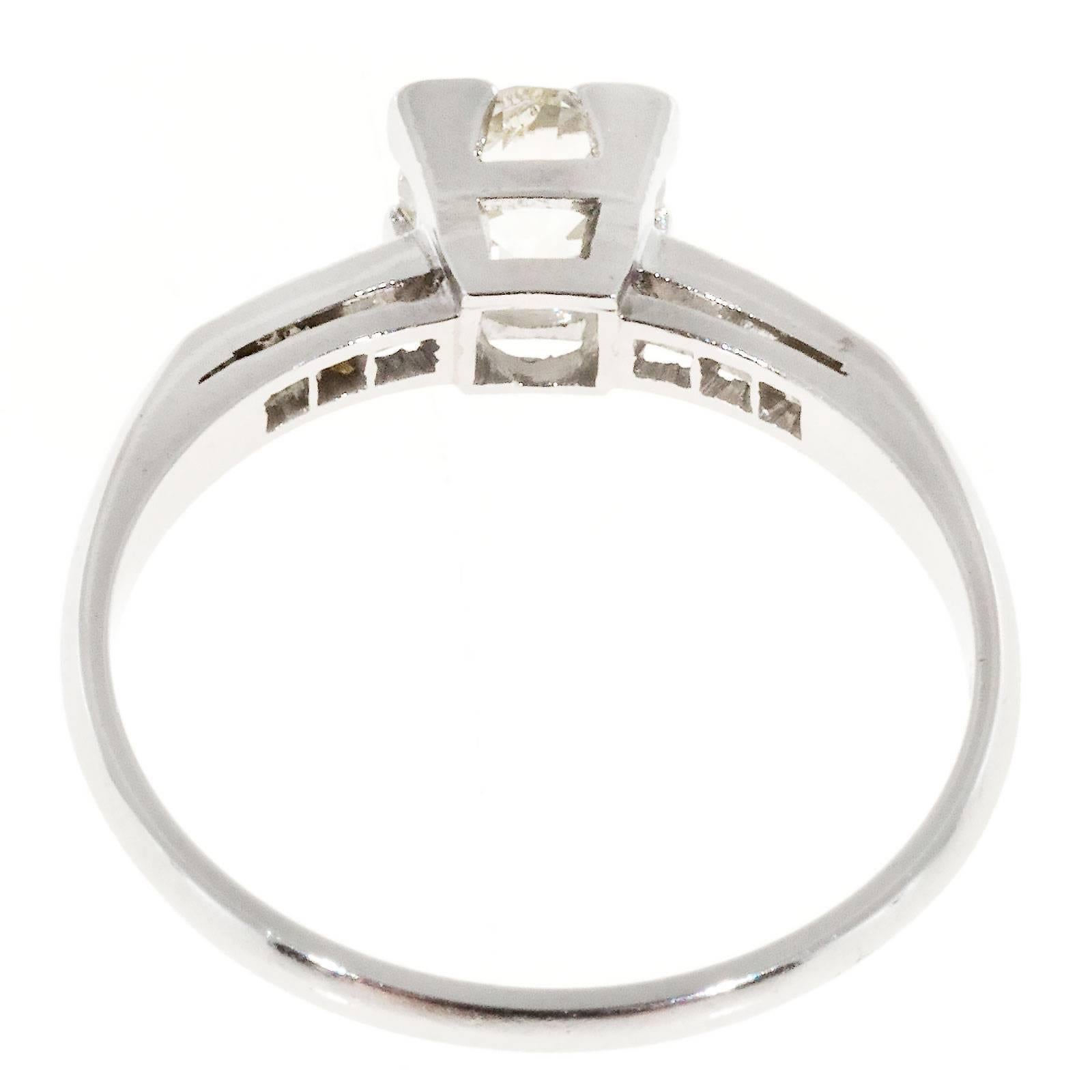 Art Deco Diamond Old European Platinum Engagement Ring 1