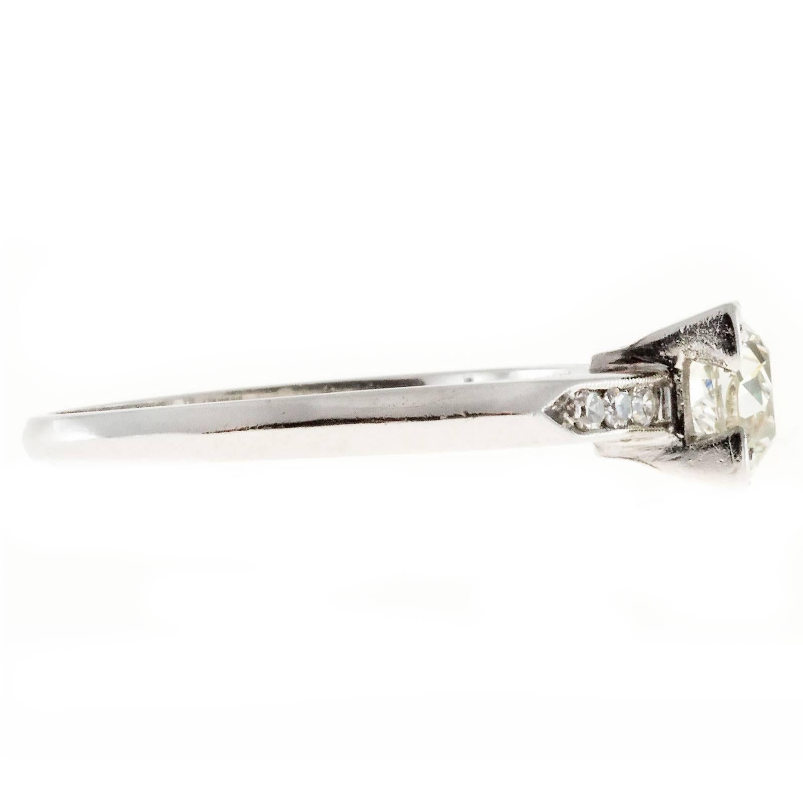 Women's Art Deco Diamond Old European Platinum Engagement Ring