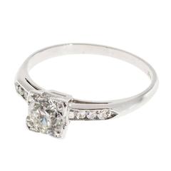 Art Deco Diamond Old European Platinum Engagement Ring
