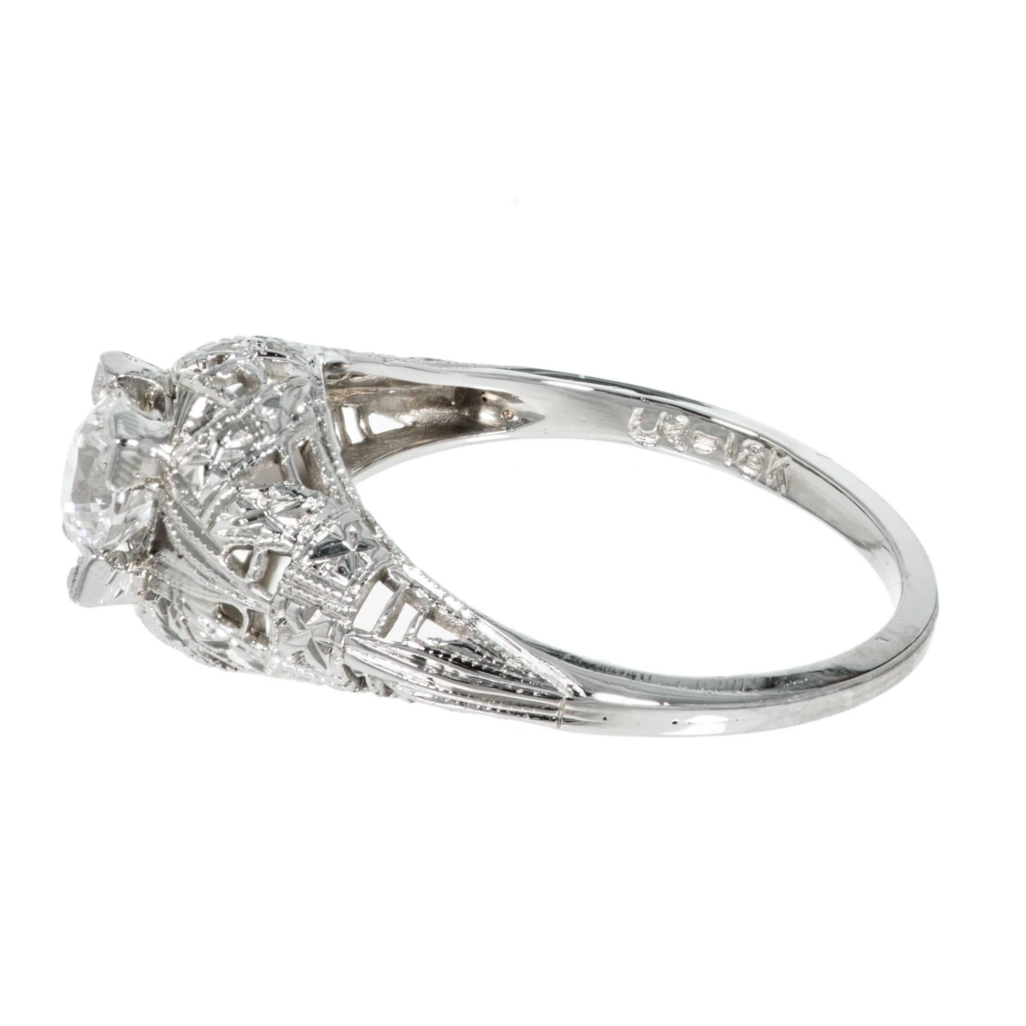 Art Deco Diamant-Verlobungsring mit alteuropäischem Kuppelschliff (Alteuropäischer Schliff) im Angebot