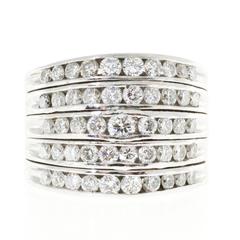 5 Row Channel Set Diamond Platinum Ring