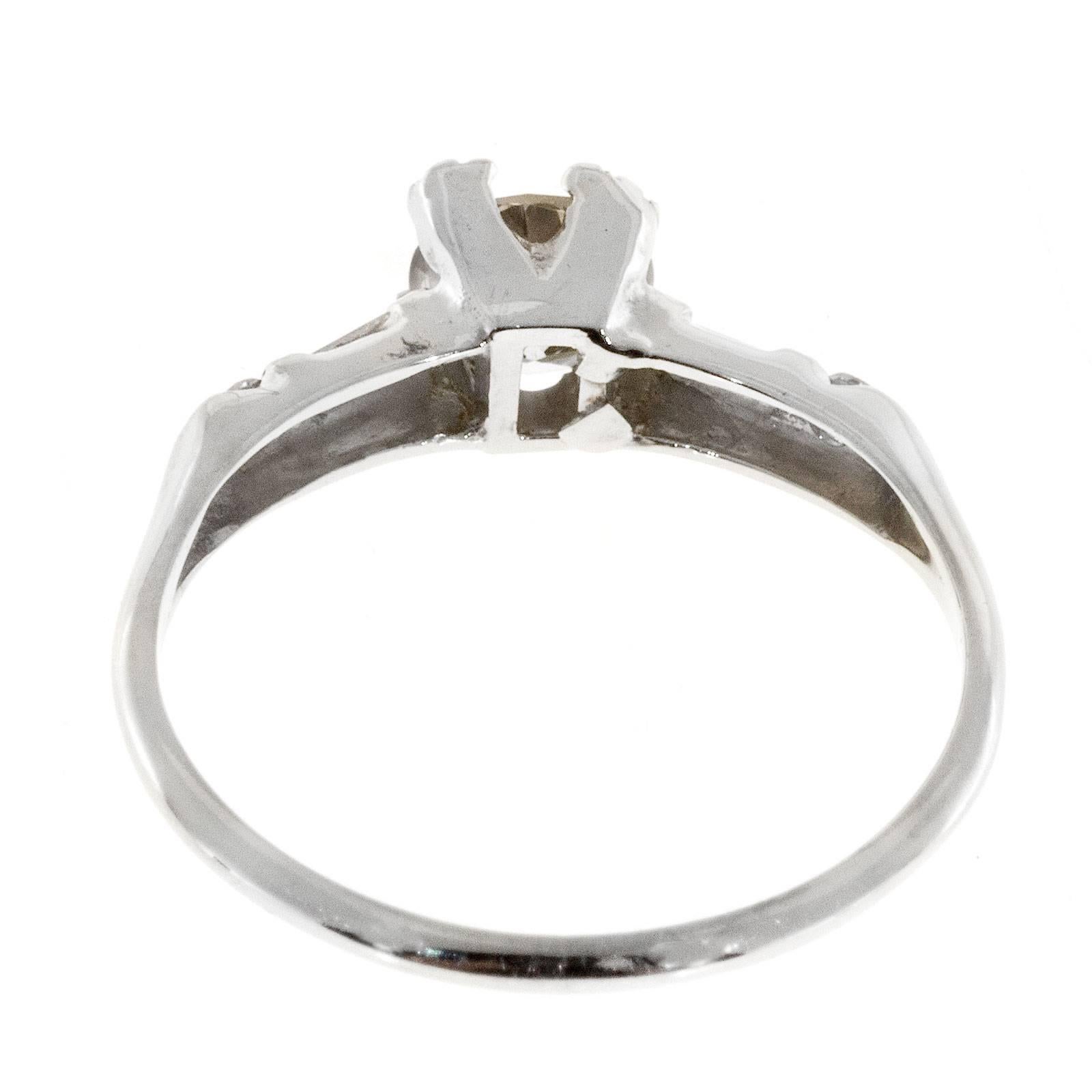 Art Deco Light Brown Diamond Baguette Gold Engagement Ring 1