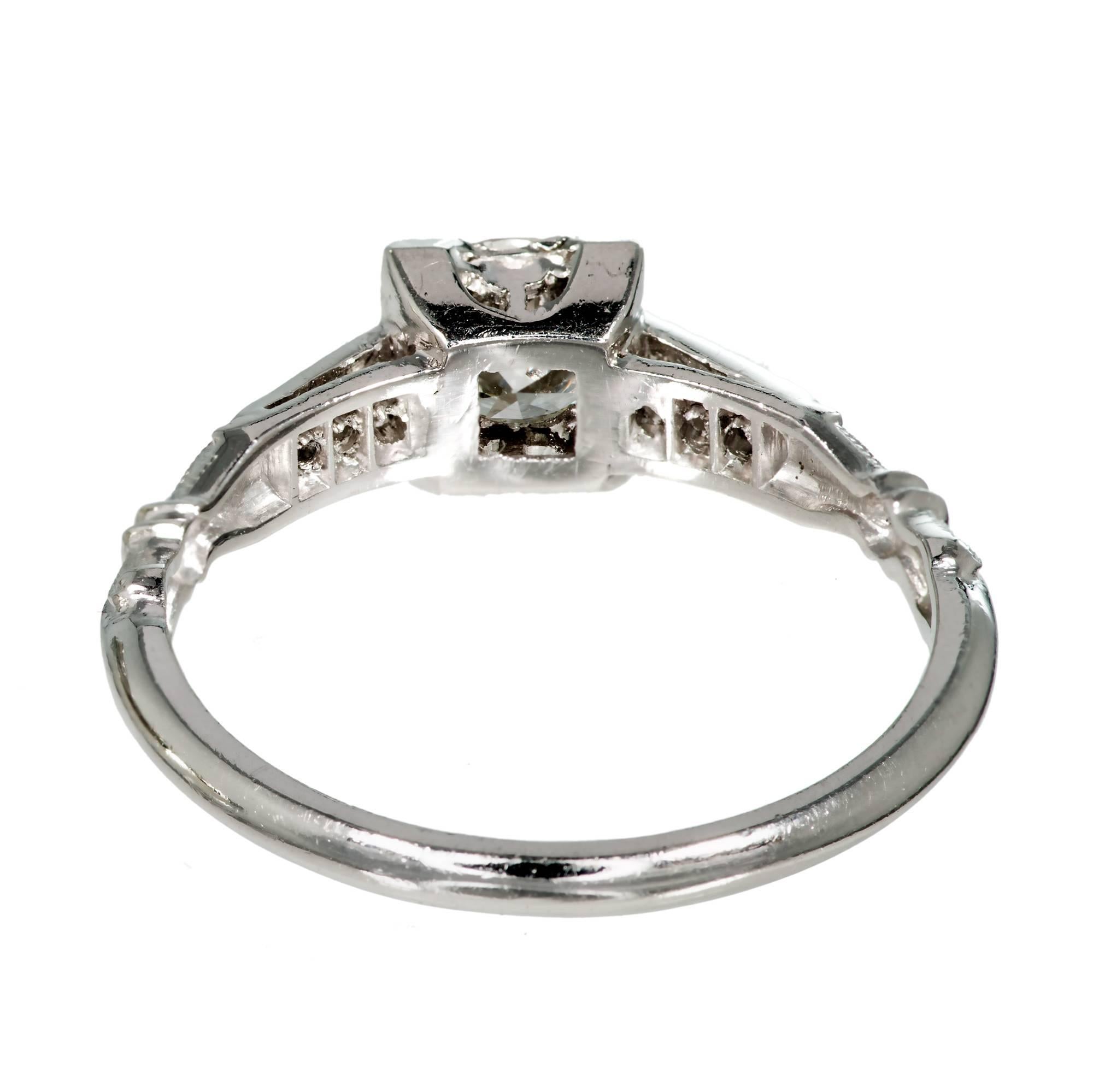 Women's Art Deco Single Cut Diamond Platinum Engagement Ring 