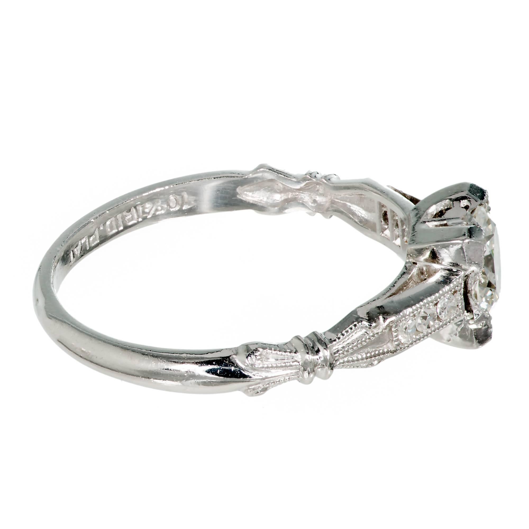 Art Deco Single Cut Diamond Platinum Engagement Ring  1