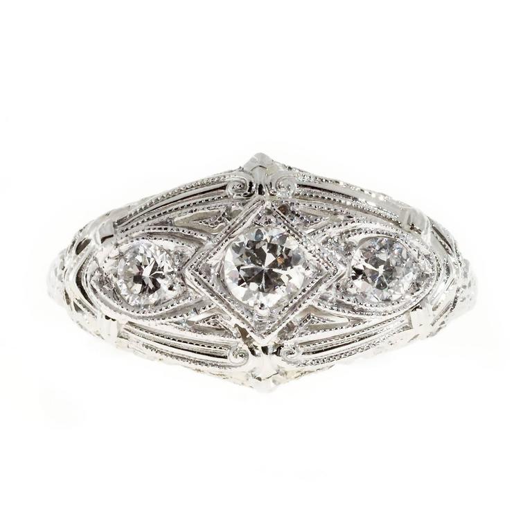deco gold engagement rings deco three filigree platinum gold deco gold engagement rings deco three filigree platinum gold