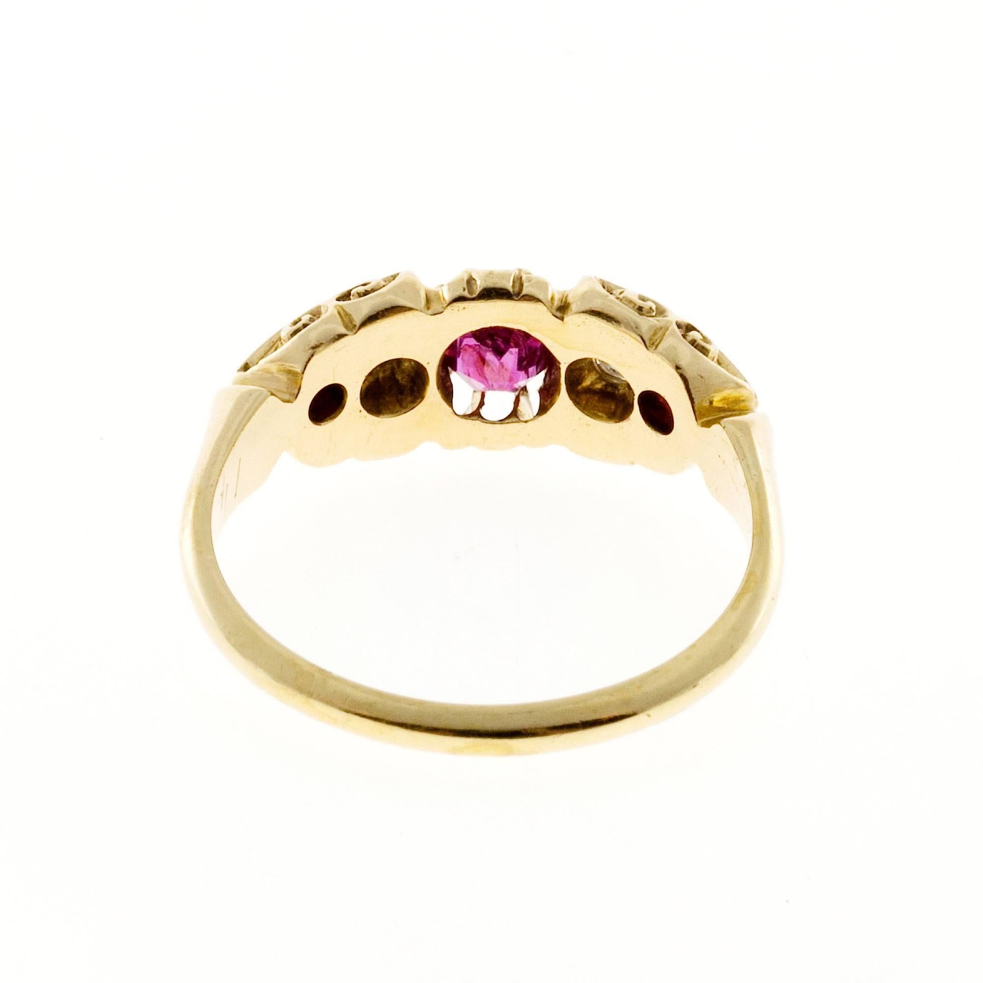 Oval Cut GIA Certified .3 Carat  Natural Red Ruby Diamond Gold Victorian Engagement Ring For Sale