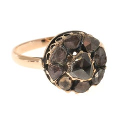 1830s Antique Cut .70 Carat Natural Pink Brown Diamond Gold Engagement Ring