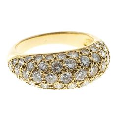1.00 Carat Pave Diamond Gold Dome Ring