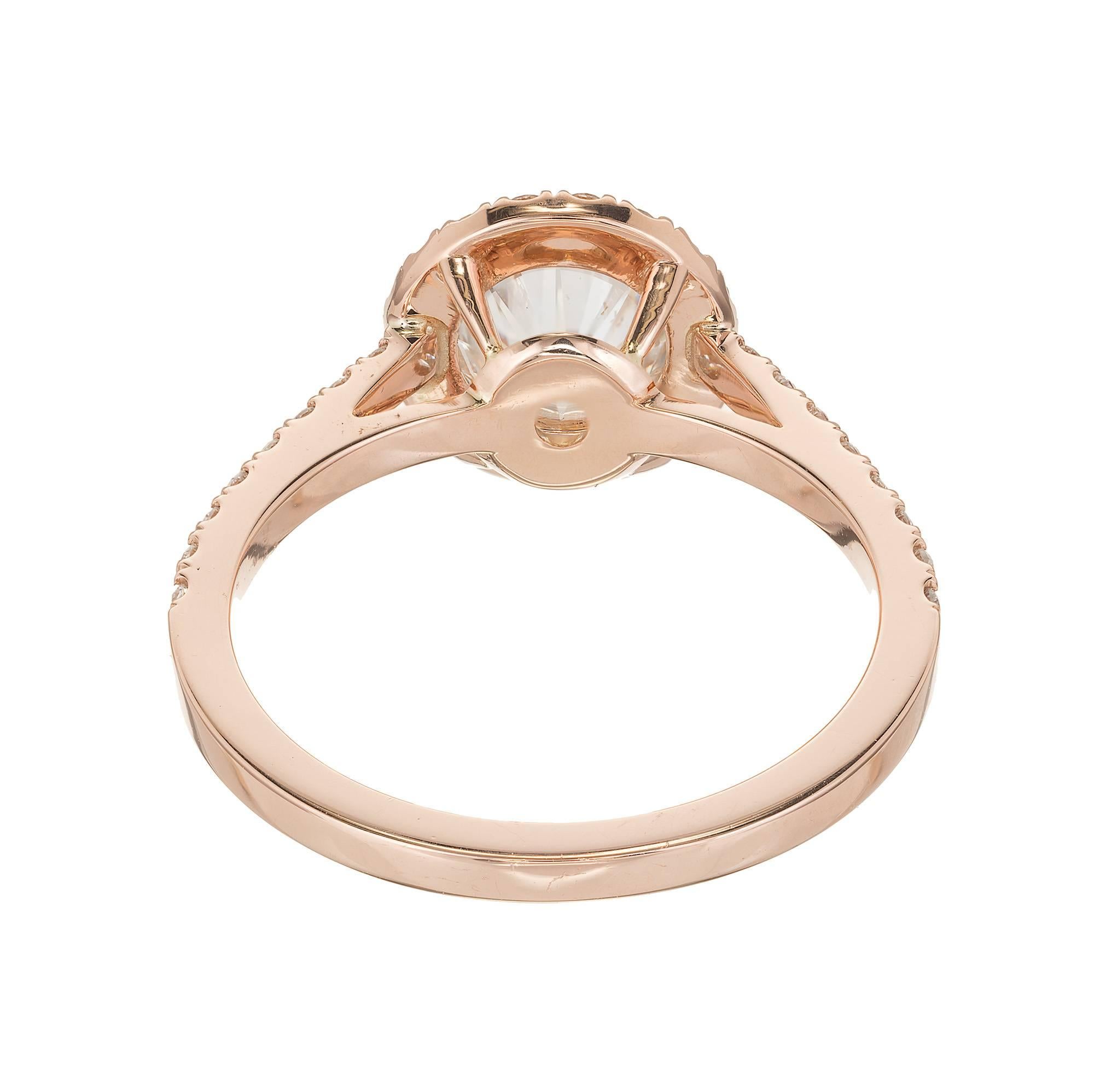Peter Suchy Gia Certified 1.06 Carat Diamond Halo Rose Gold Engagement Ring For Sale 4