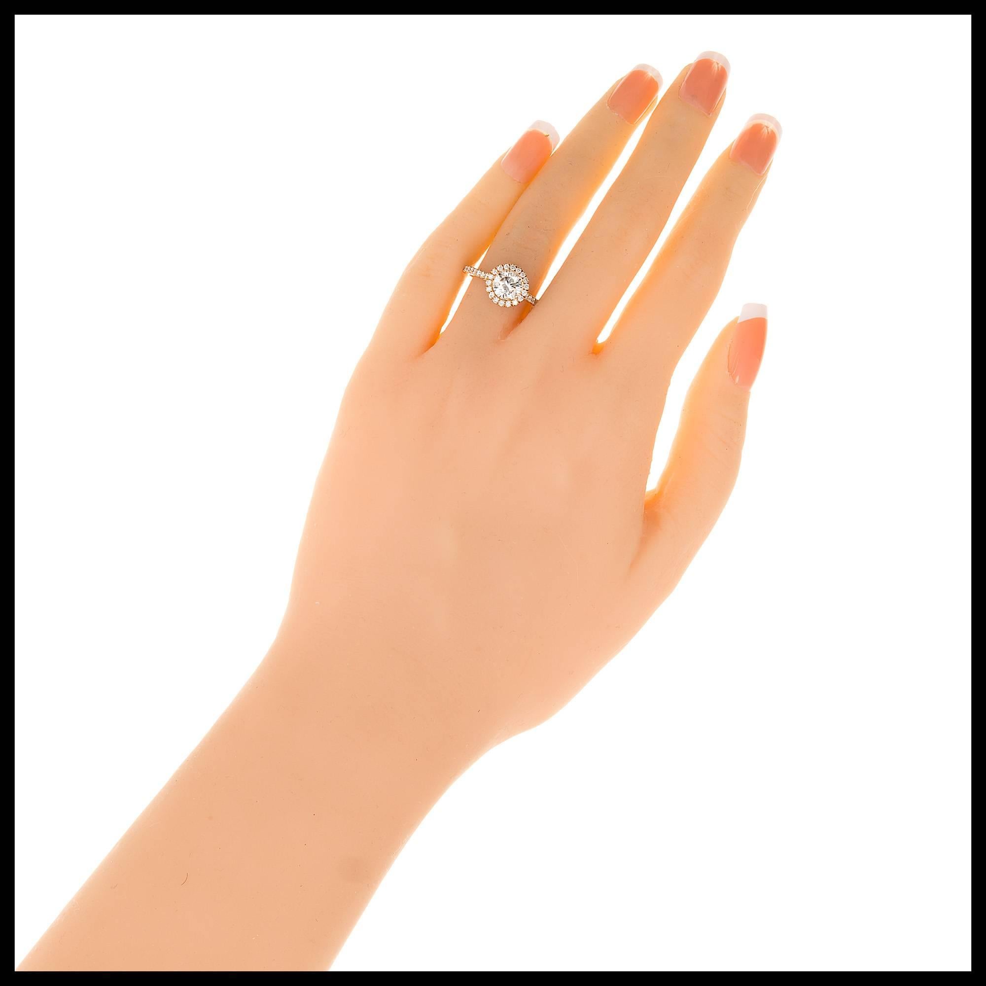 Bague de fiançailles Peter Suchy en or rose avec halo de diamants certifiés Gia de 1,06 carat Pour femmes en vente
