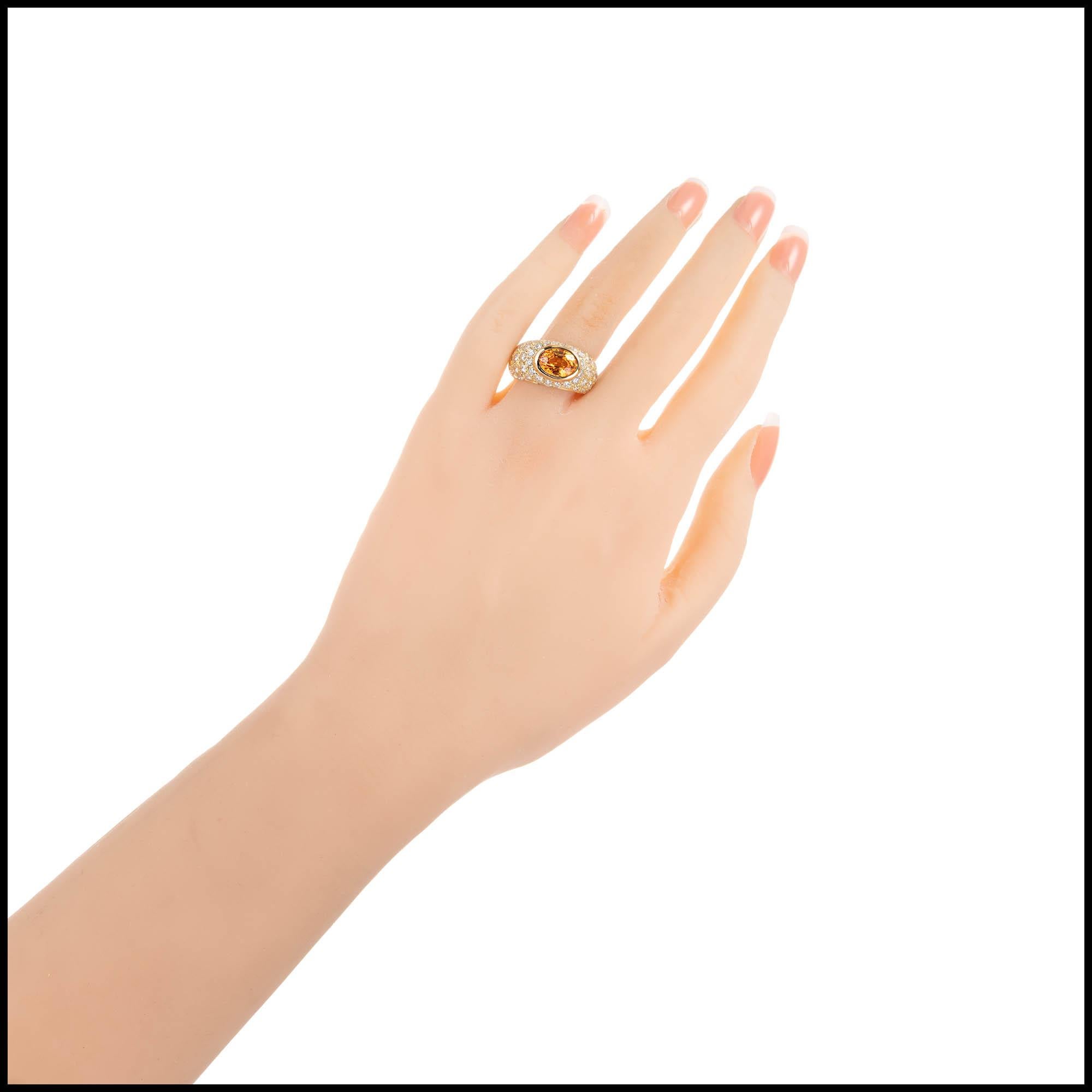 2,43 Karat Spessartit Granat Pavé Diamant Gold Kuppel Cocktail Ring im Zustand „Gut“ im Angebot in Stamford, CT
