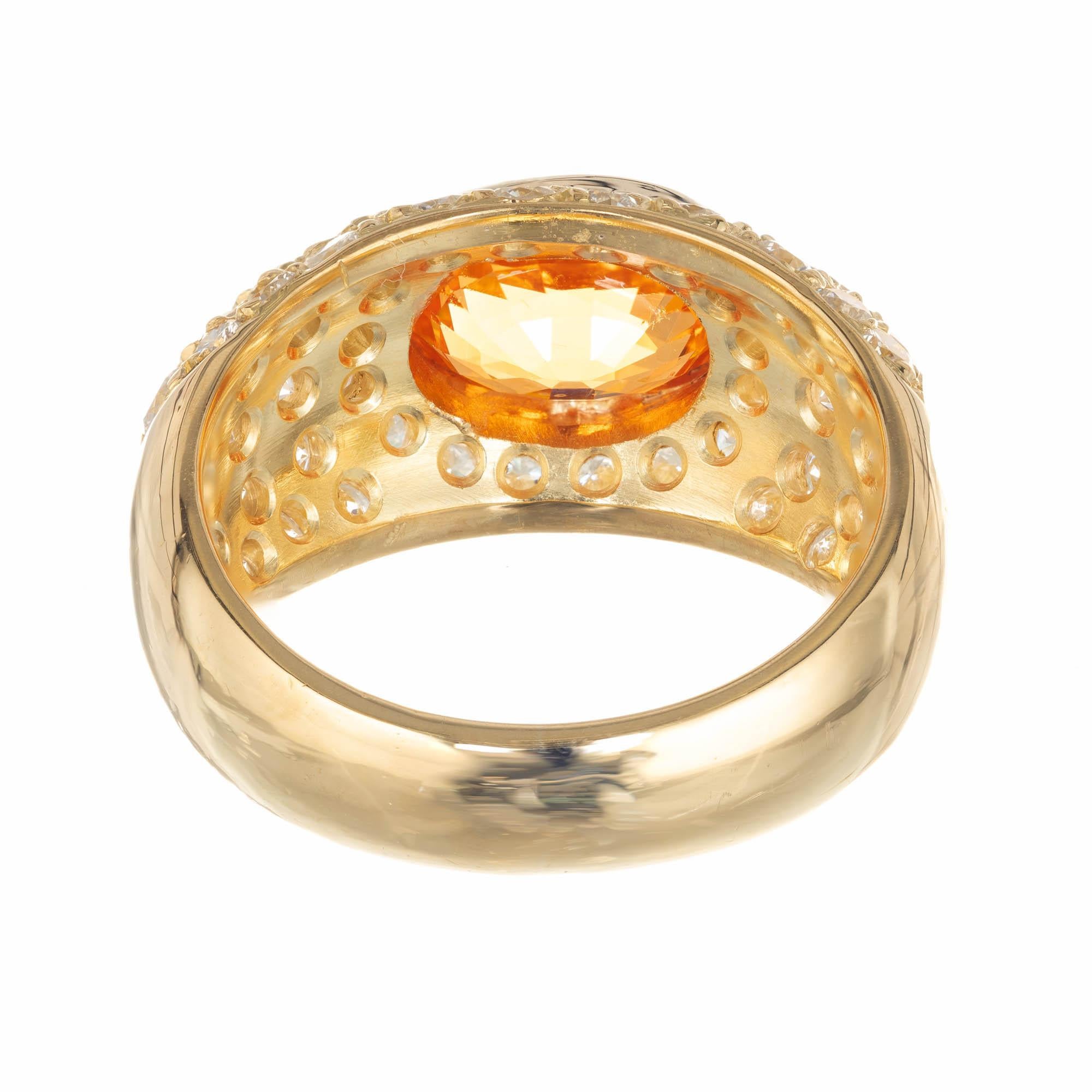 2,43 Karat Spessartit Granat Pavé Diamant Gold Kuppel Cocktail Ring Damen im Angebot