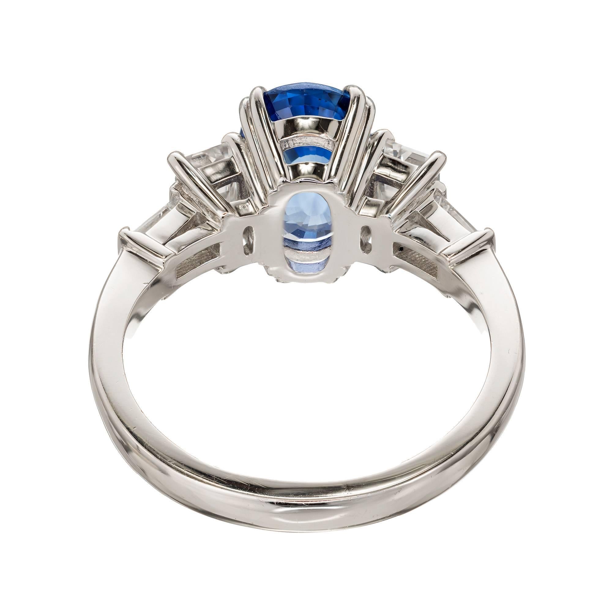 Peter Suchy 3,44 Karat Natürlicher Blauer Saphir Diamant Platin Verlobungsring im Angebot 1