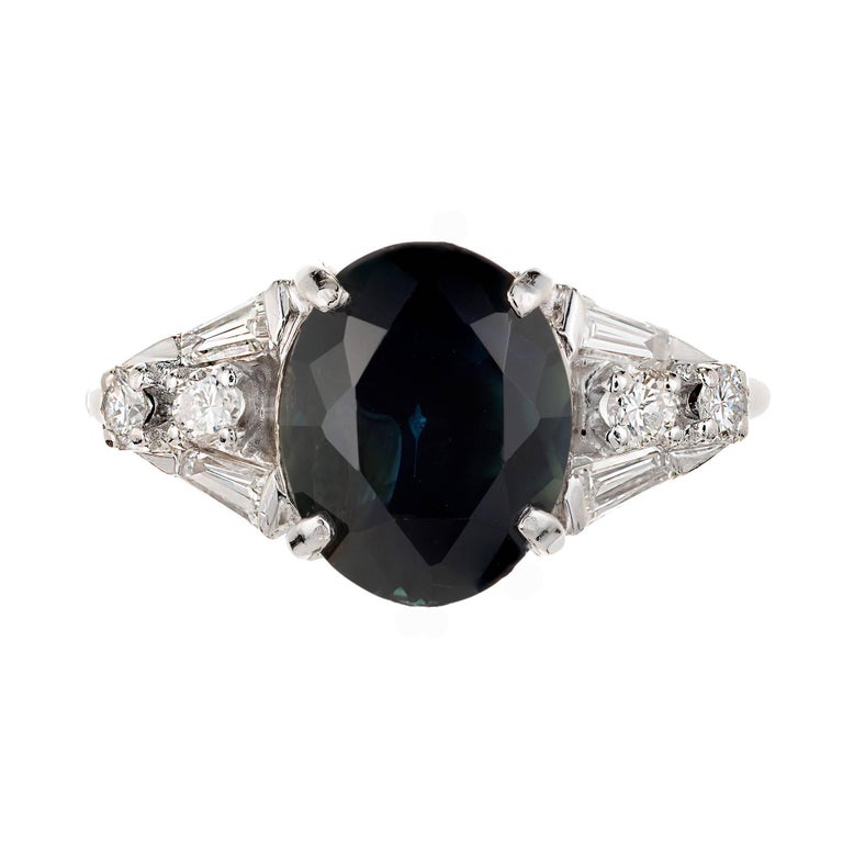 GIA Certified 3.30 Carat Natural Blue Sapphire Diamond Platinum Ring at ...