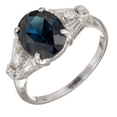 GIA Certified 3.30 Carat Natural Blue Sapphire Diamond Platinum Ring