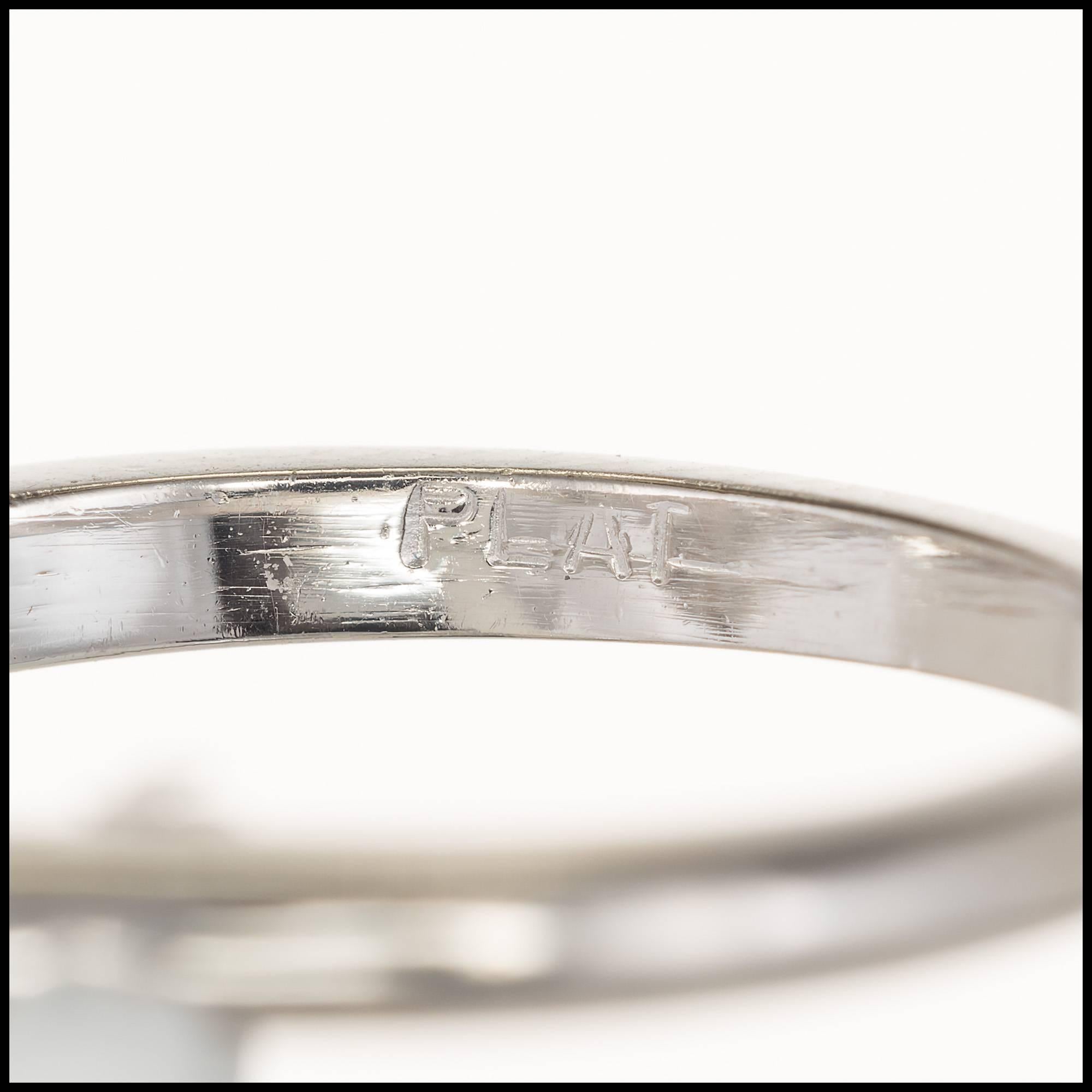 GIA Certified 1.63 Carat Pear Diamond Three-Stone Platinum Engagement Ring 2
