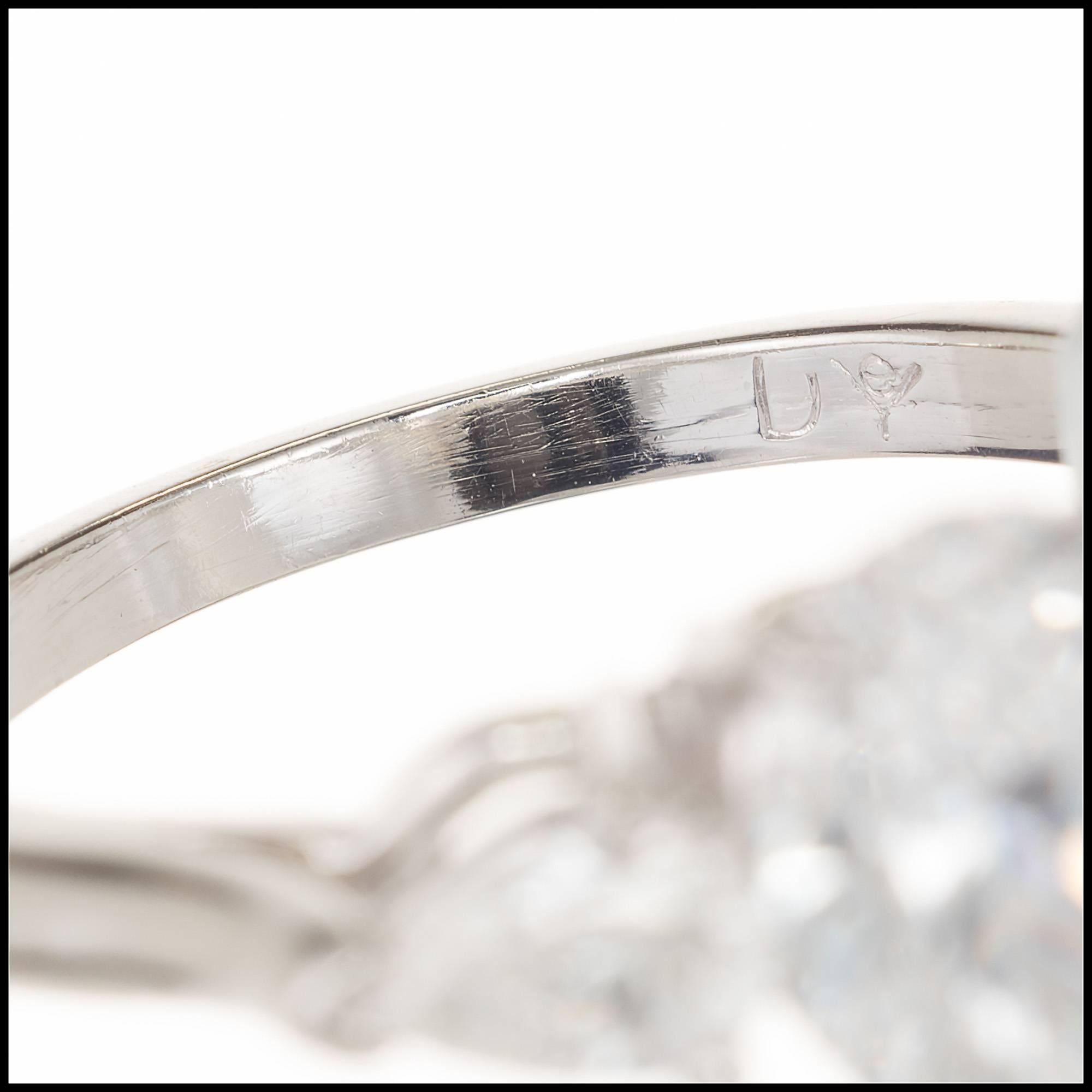 GIA Certified 1.63 Carat Pear Diamond Three-Stone Platinum Engagement Ring 1
