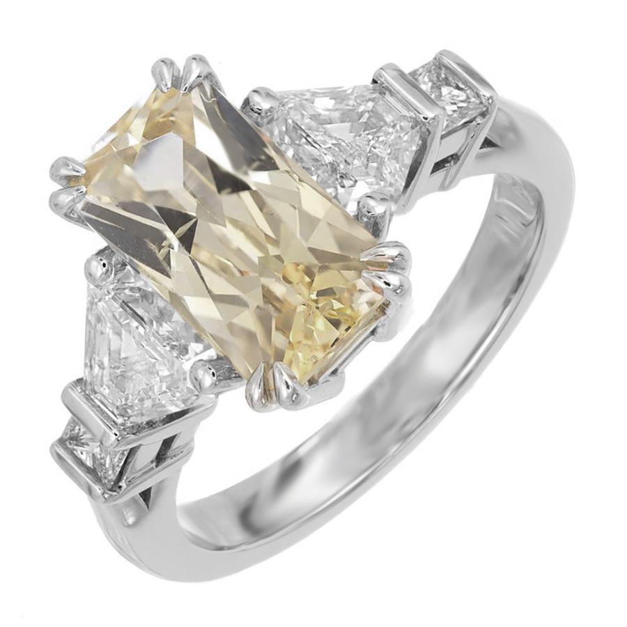 Bague de fiançailles Peter Suchy en platine avec saphir jaune orangé et diamant de 3,31 carats en vente 2