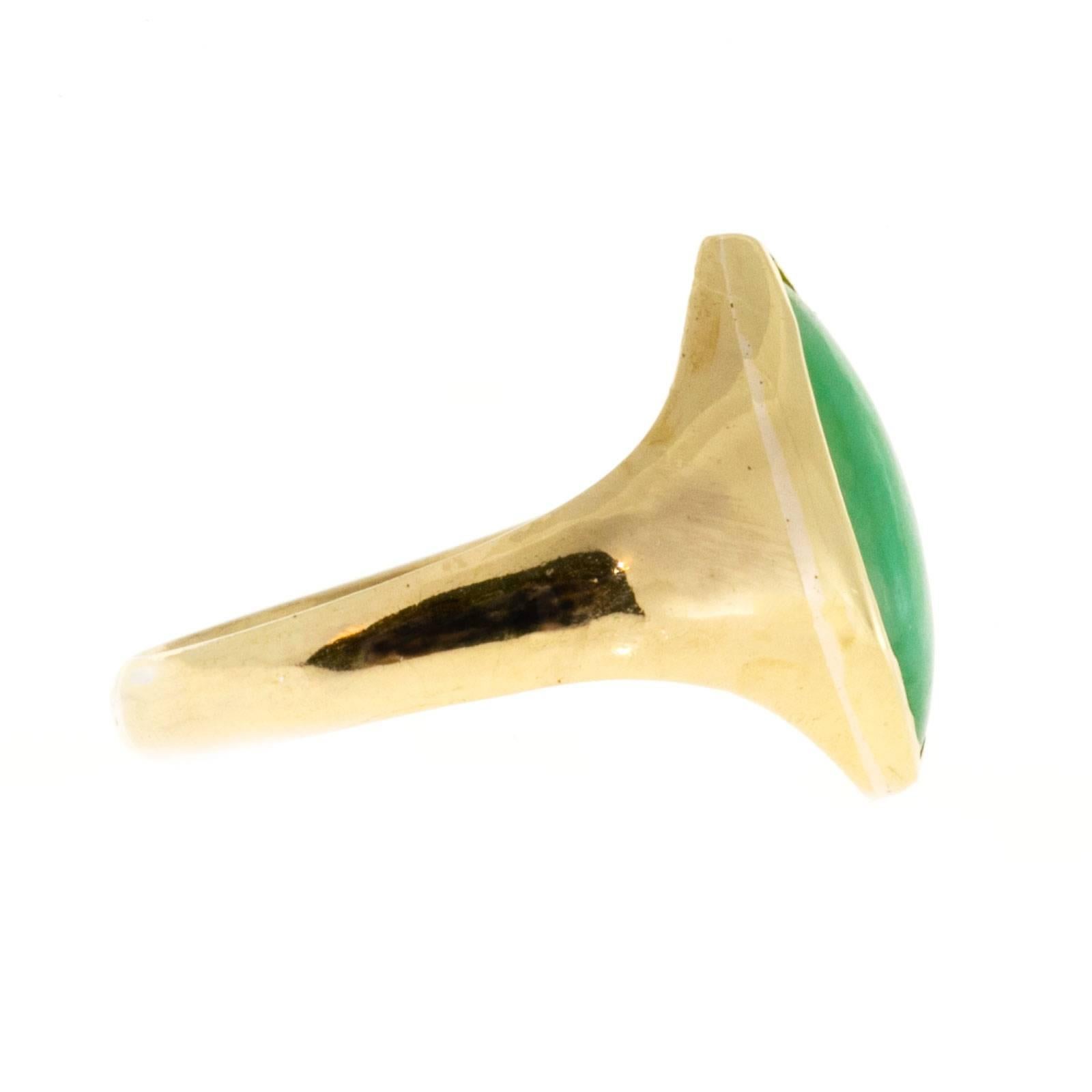 Green Marquise Jadeite Jade Gold Cocktail Ring 1