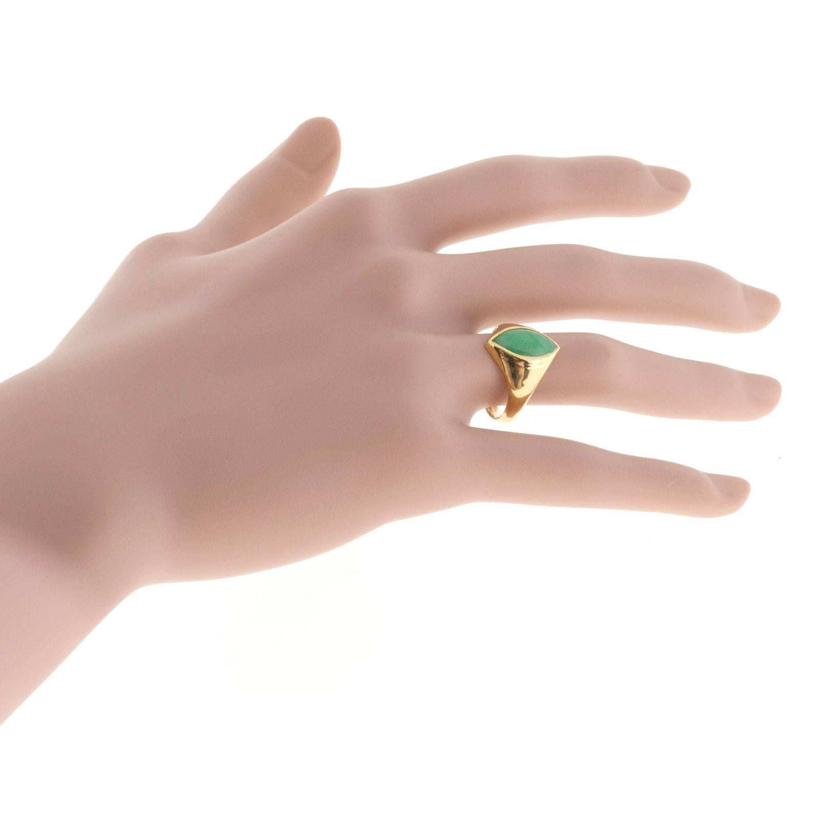 Green Marquise Jadeite Jade Gold Cocktail Ring 2