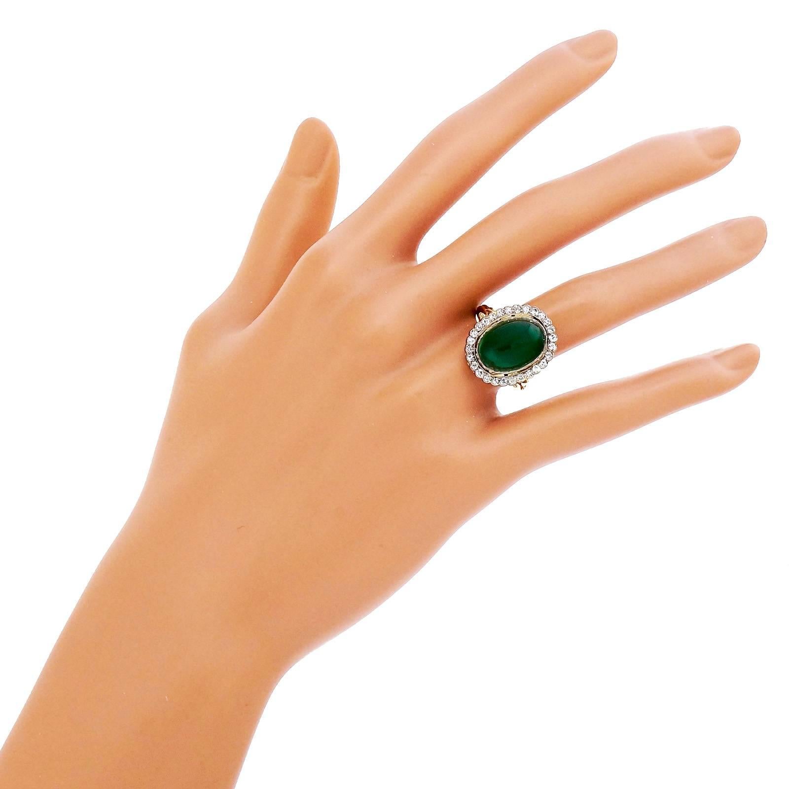 Green Onyx Diamond Yellow White Gold Ring  1