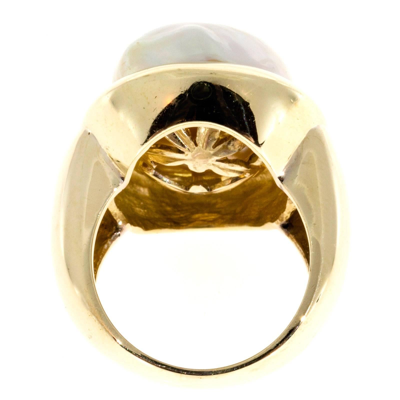 Women's Large South Sea Pearl Gold Ring