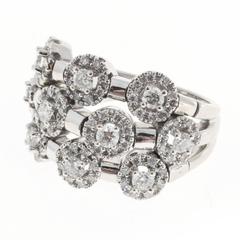 Sonia B Diamond Gold Three Row Flex Ring