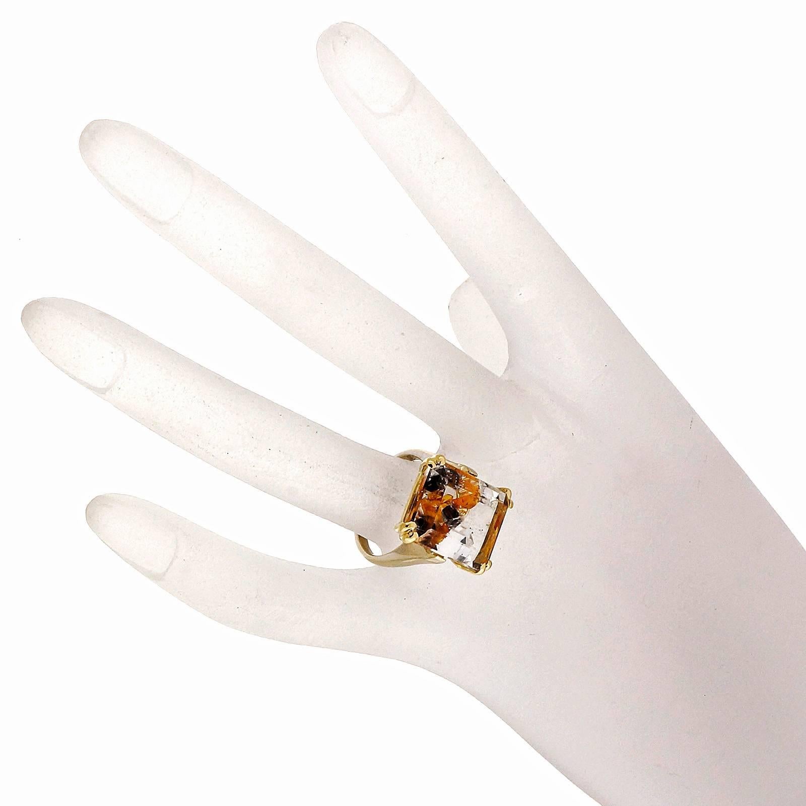 Women's Quartz Manifestor Crystal White Yellow Gold Ring