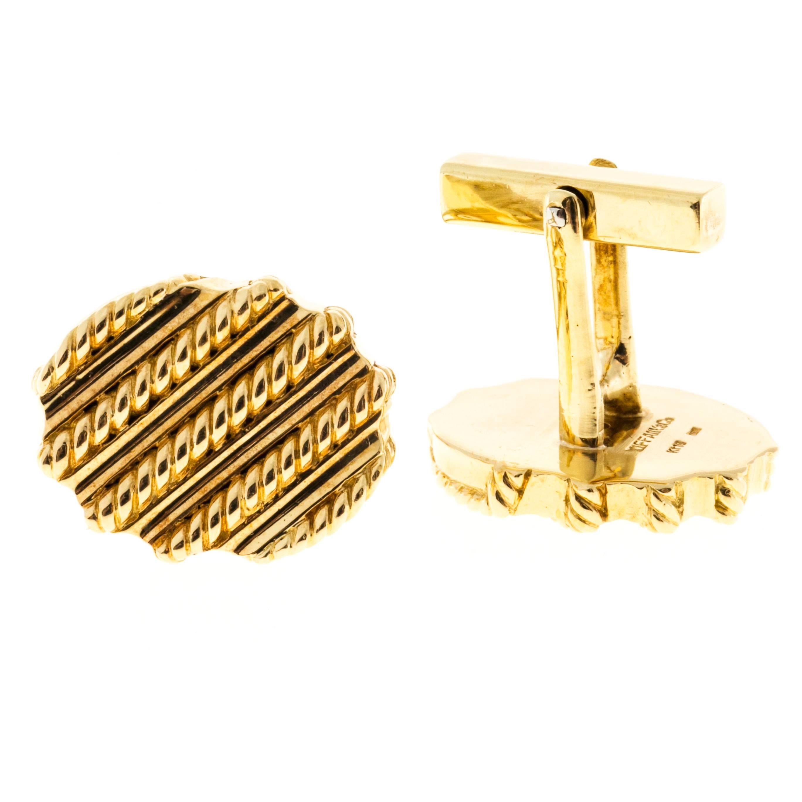 Men's Tiffany & Co. Oval Gold Italian Twisted Wire Cufflinks