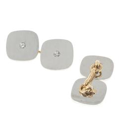 Tiffany & Co. Diamond Gold Platinum Double Sided Cufflinks