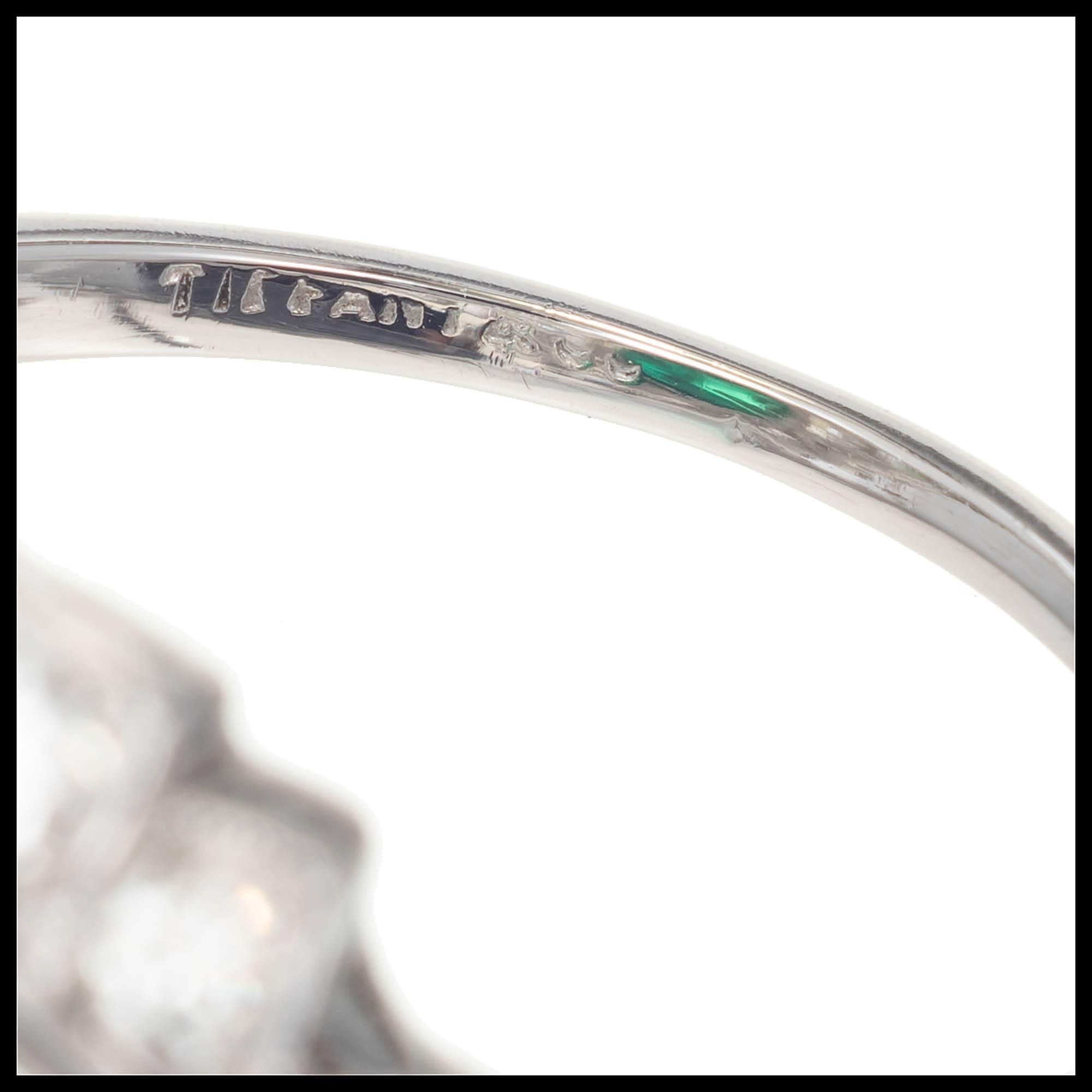 Tiffany & Co. 3.60 Carat Colombian Emerald Diamond Platinum Cocktail Ring In Good Condition For Sale In Stamford, CT