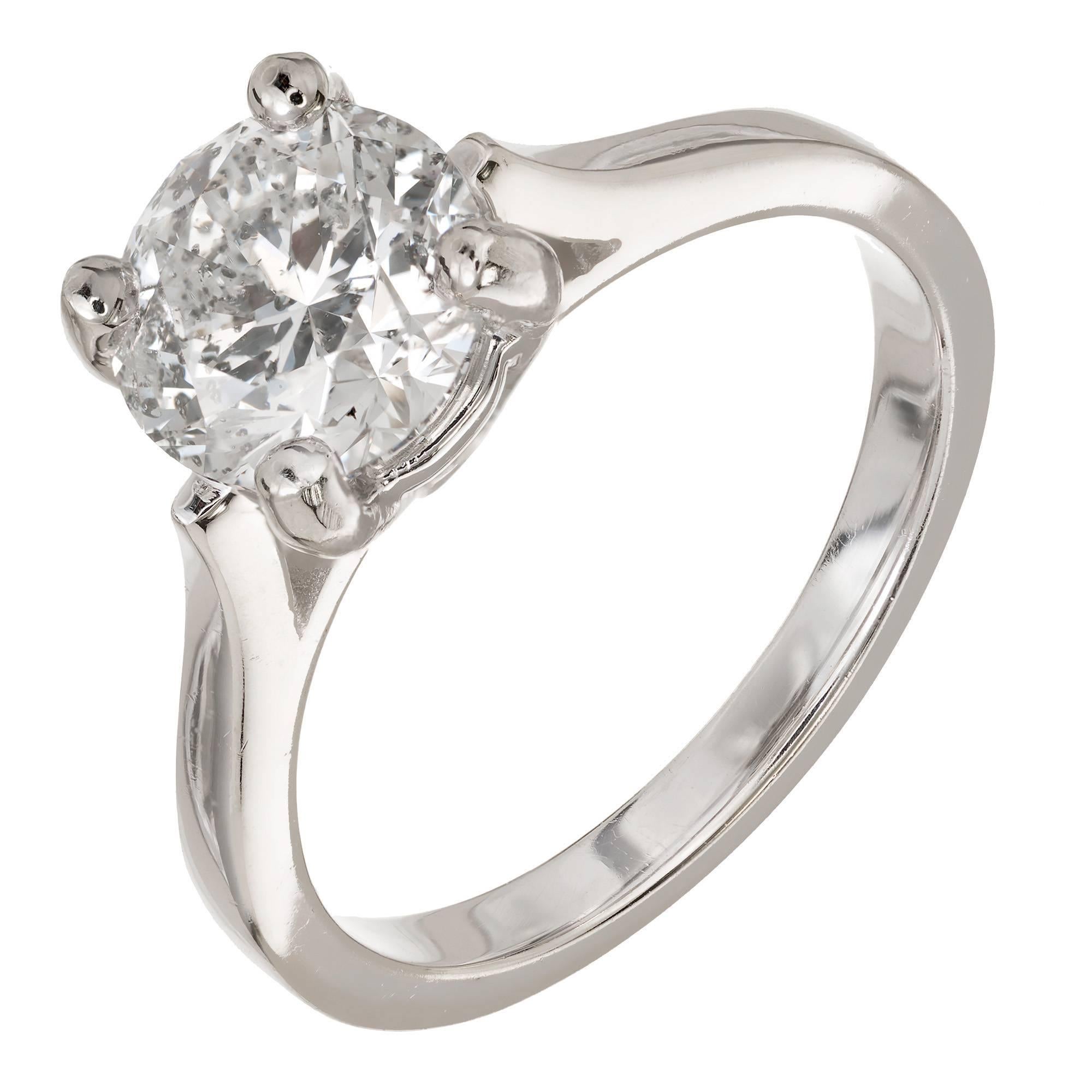EGL Certified 1.91 Carat Round Diamond Gold Solitaire Engagement Ring For Sale