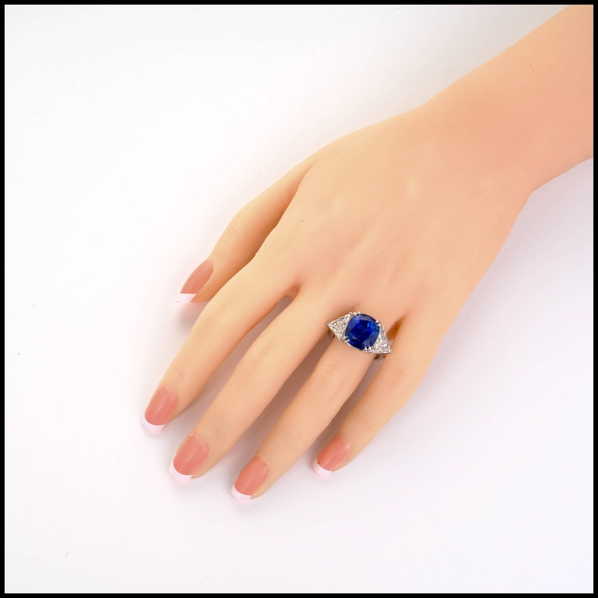 Cushion Cut Peter Suchy 12.52 Carat Sapphire Diamond Three-Stone Platinum Engagement Ring