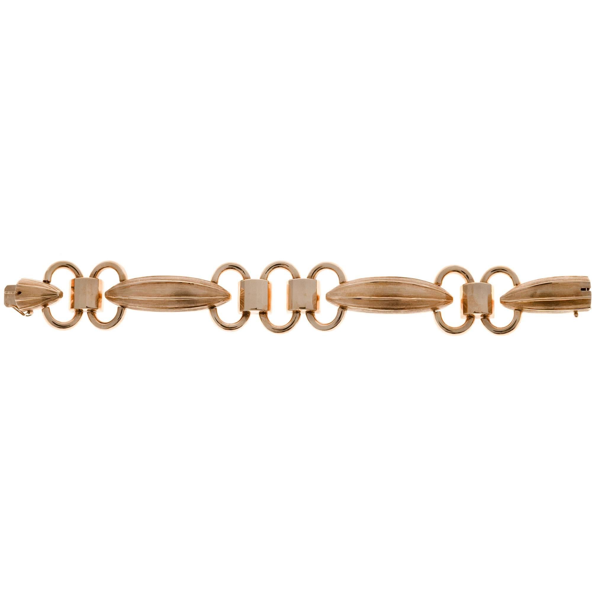 Women's 1940s Hinged Gold Link Bracelet