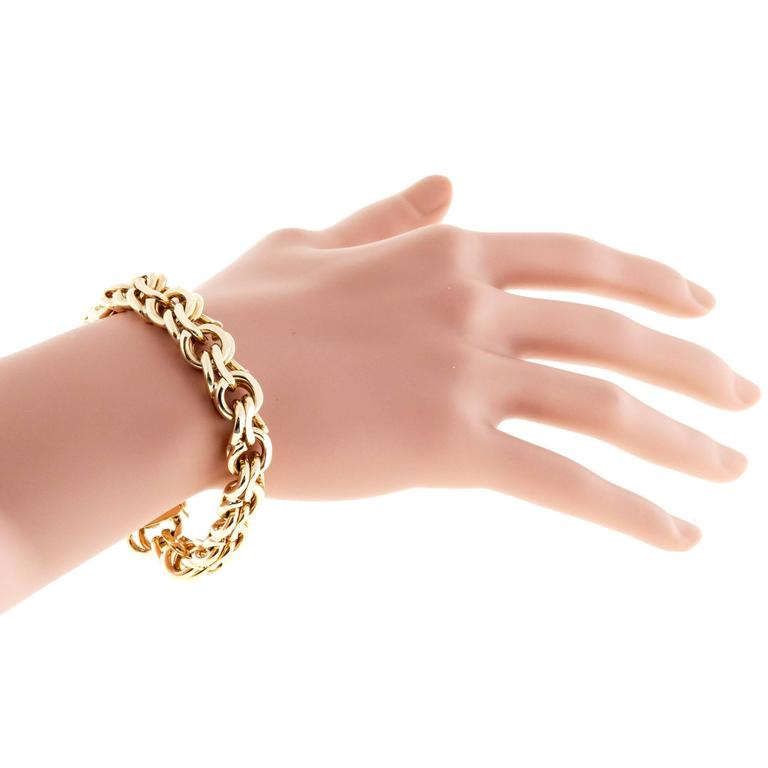 Heavy Solid Gold Double Spiral Link Charm Bracelet at 1stDibs