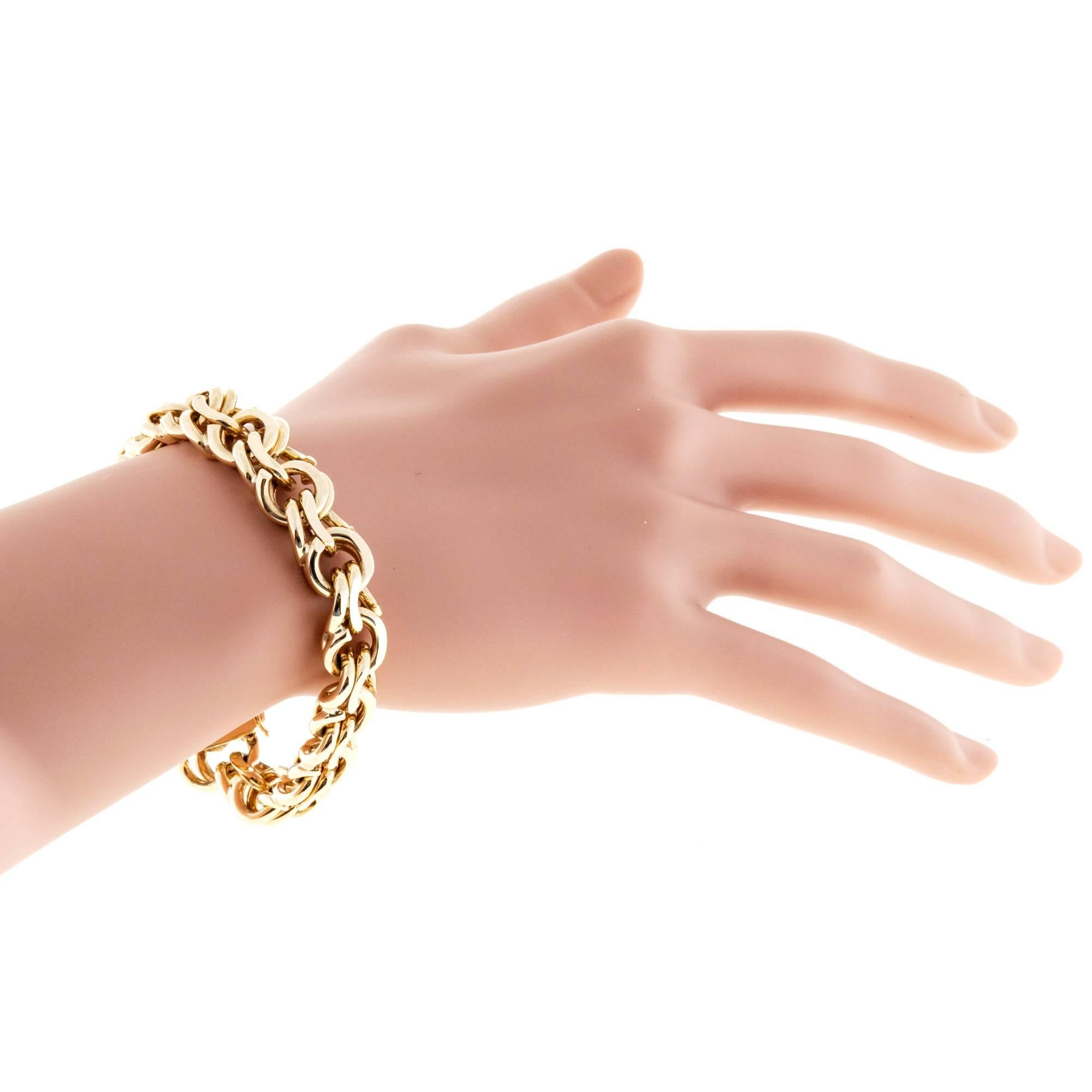 Women's Heavy Solid Gold Double Spiral Link Charm Bracelet