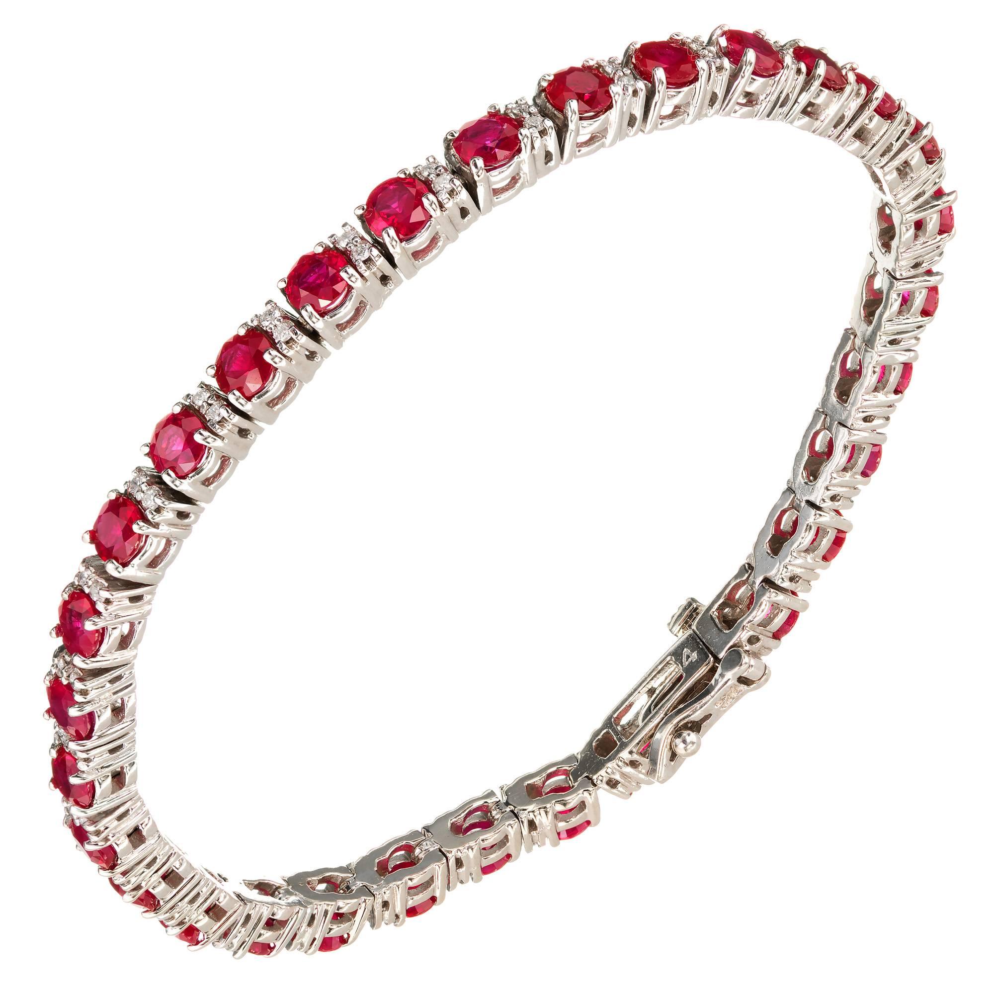 11.04 Carat Ruby Diamond Gold Tennis Bracelet