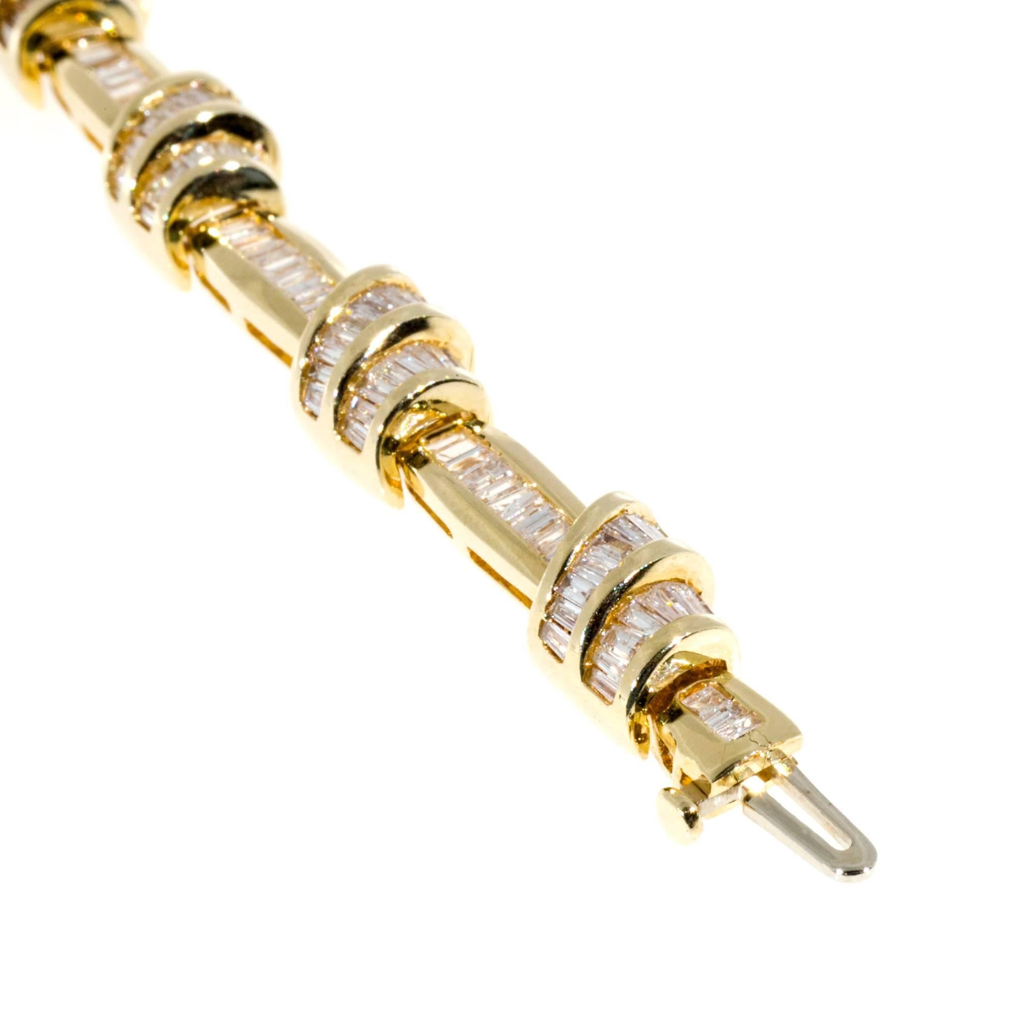 Women's SRT Double Swirl Baguette Diamond Gold Bracelet