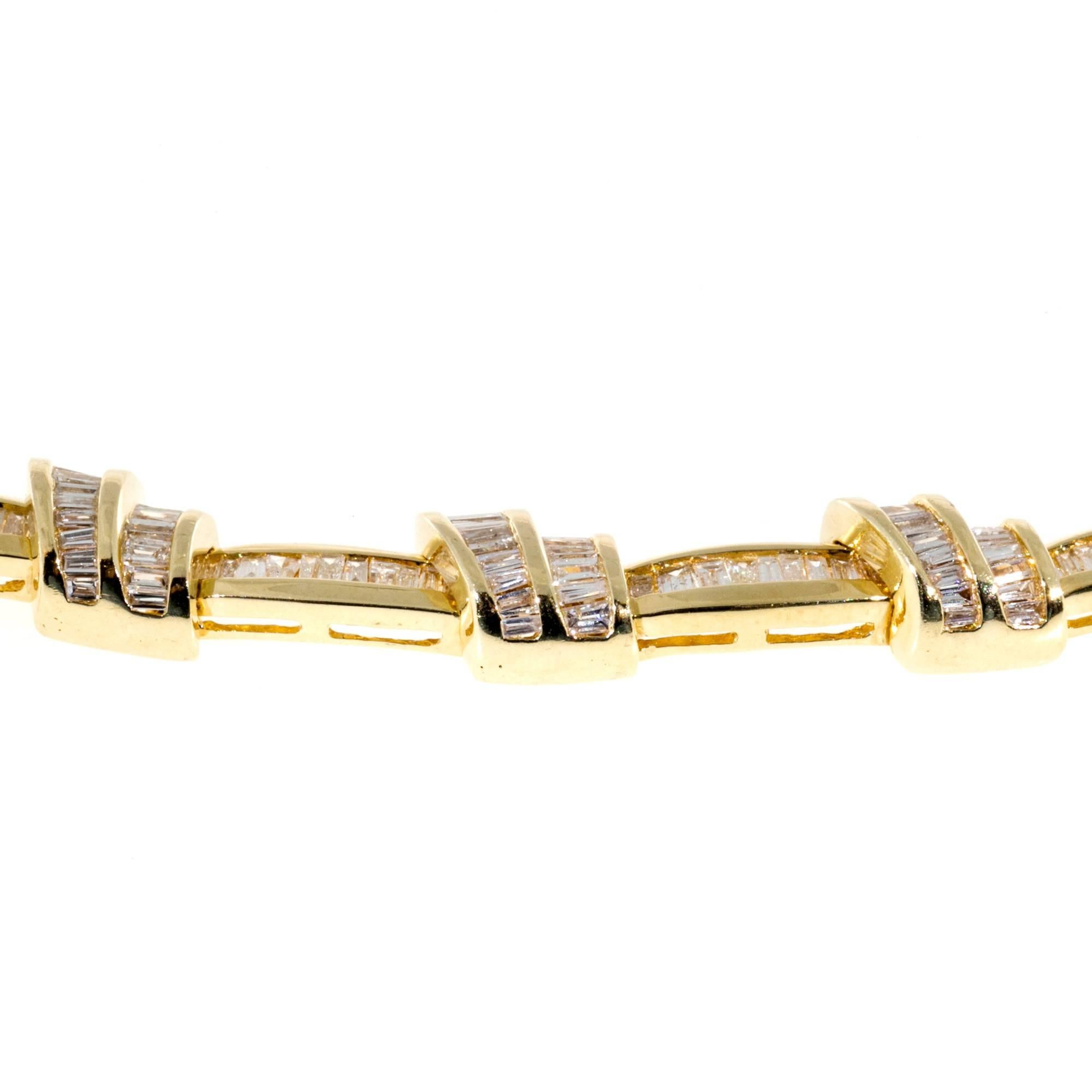 SRT Double Swirl Baguette Diamond Gold Bracelet 1