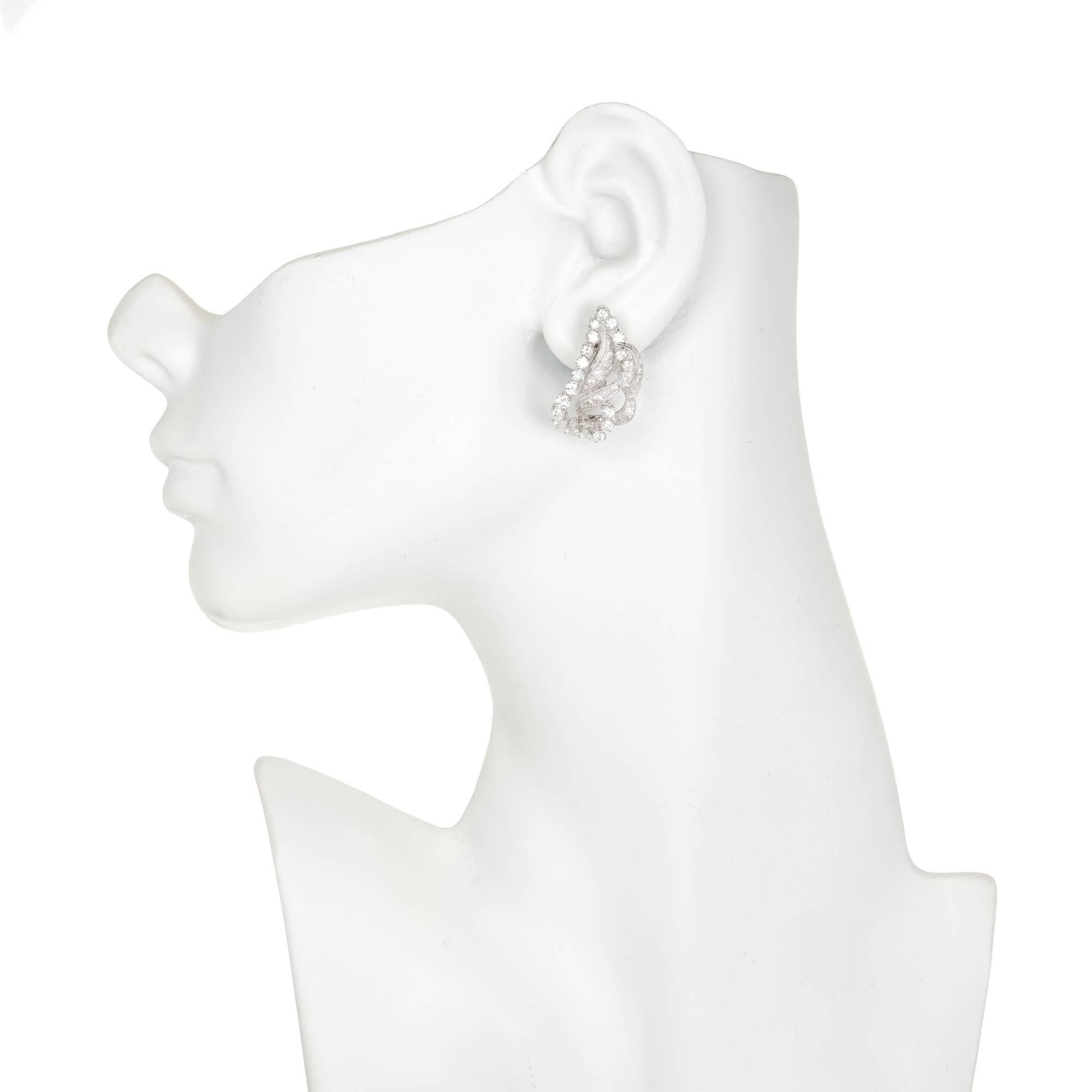 Women's 3.25 Carat Diamond Gold Swirl Earrings